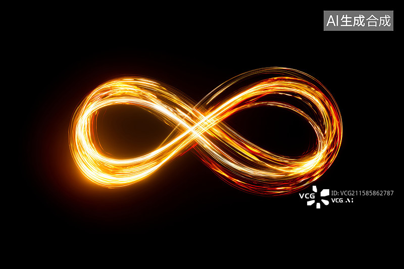 【AI数字艺术】金色发光抽象无限符号图片素材