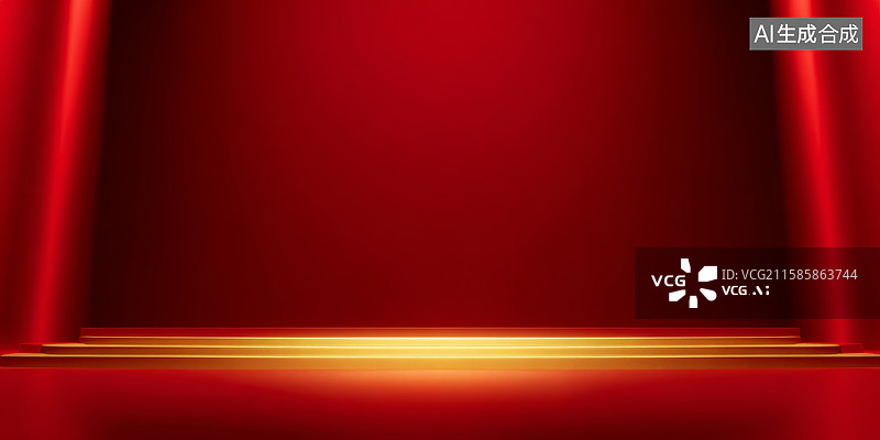 【AI数字艺术】红色聚光灯舞台背景图片素材