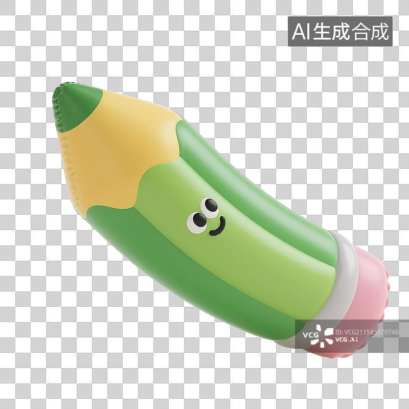 【AI数字艺术】3D渲染，充气膨胀风格，铅笔，画笔，文具，高考冲刺，考试，学习，复习，开学季，免抠元素图片素材