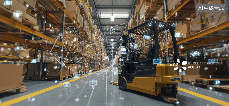【AI数字艺术】人工智能仓储作业插画图片素材