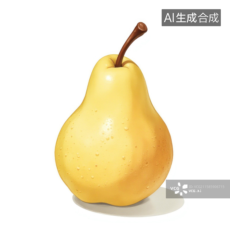 【AI数字艺术】一个新鲜饱满的黄色梨子插图图片素材