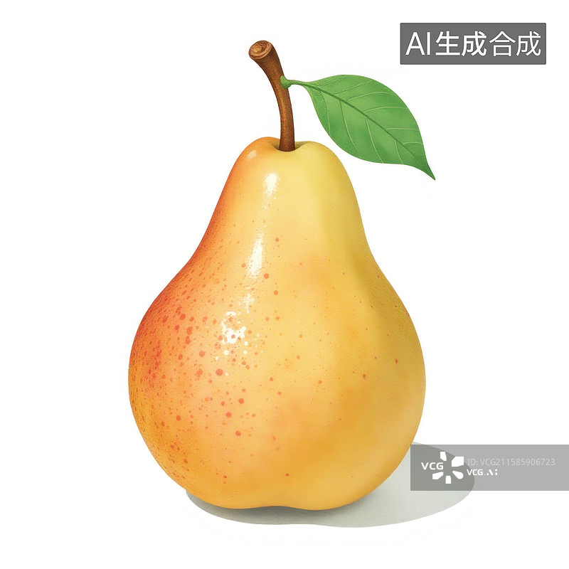 【AI数字艺术】一个新鲜饱满的黄色梨子插图图片素材