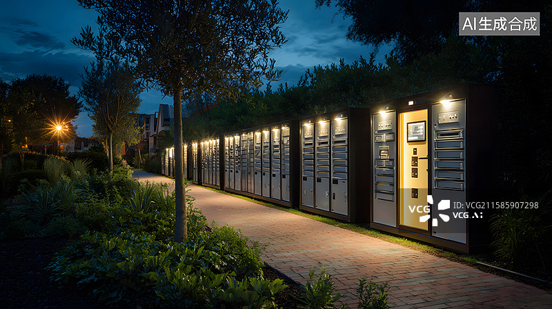 【AI数字艺术】街边的智能储物柜图片素材