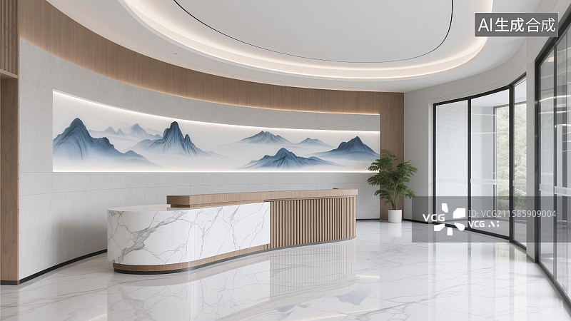 【AI数字艺术】现代简约接待空间——优雅商务会客区图片素材