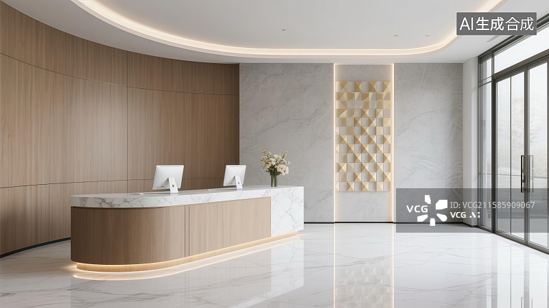 【AI数字艺术】现代简约接待空间——优雅商务会客区图片素材