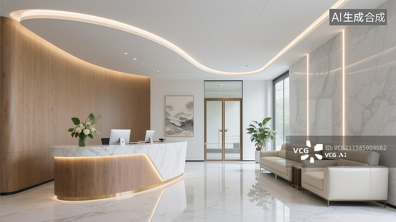 【AI数字艺术】现代简约接待空间——优雅商务会客区图片素材