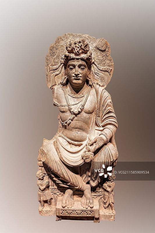 交脚菩萨像（菩蕯交脚像），巴基斯坦 马尔丹地区，贵雷帝国 2-3世纪，日本东京国立博物馆藏图片素材