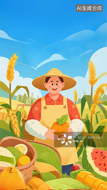【AI数字艺术】中国农民丰收节插画图片素材