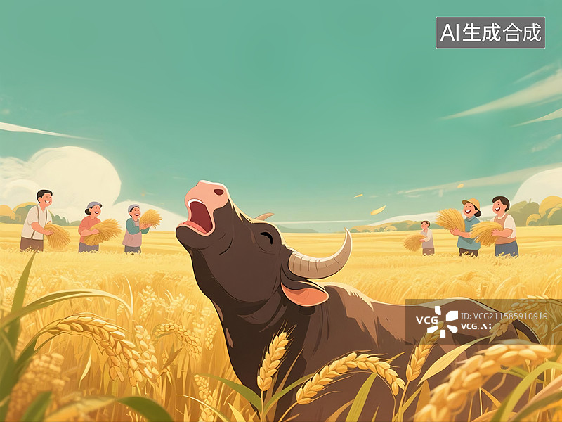 【AI数字艺术】中国农民丰收节插画图片素材