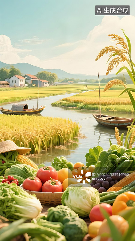 【AI数字艺术】中国农民丰收节插画图片素材