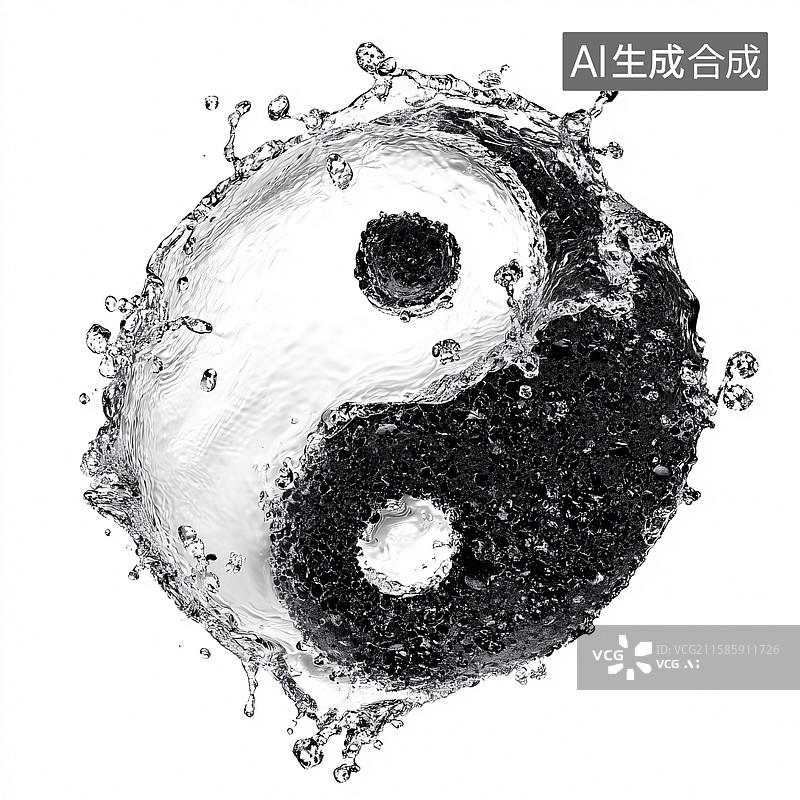 【AI数字艺术】水石交融太极之美图片素材