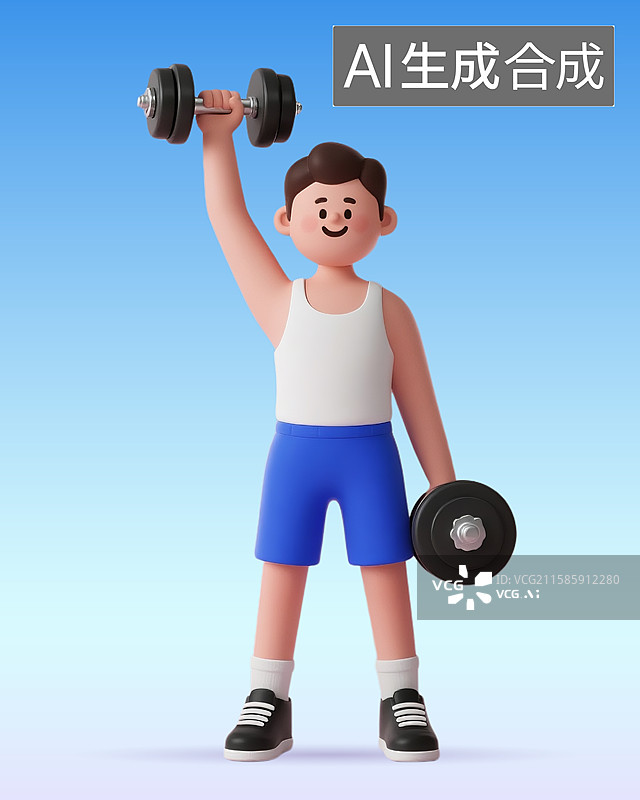【AI数字艺术】跑步举重打排球运动卡通3D插画图片素材