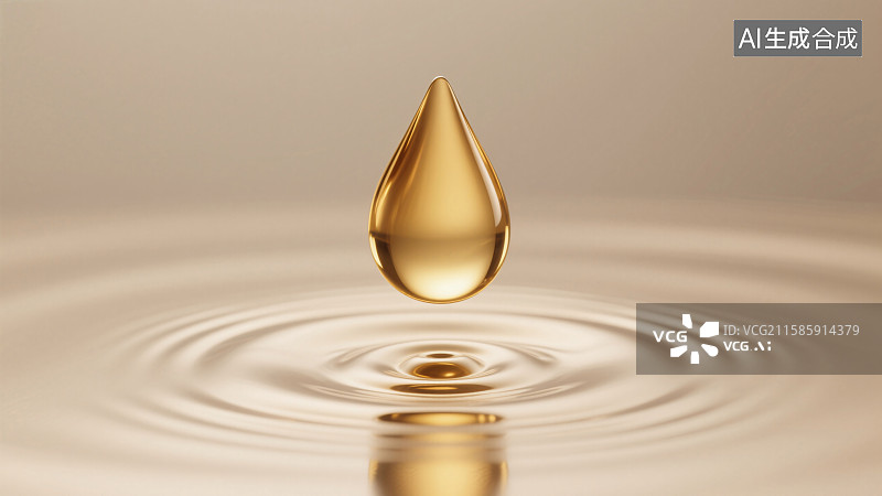 【AI数字艺术】金色水滴的涟漪图片素材