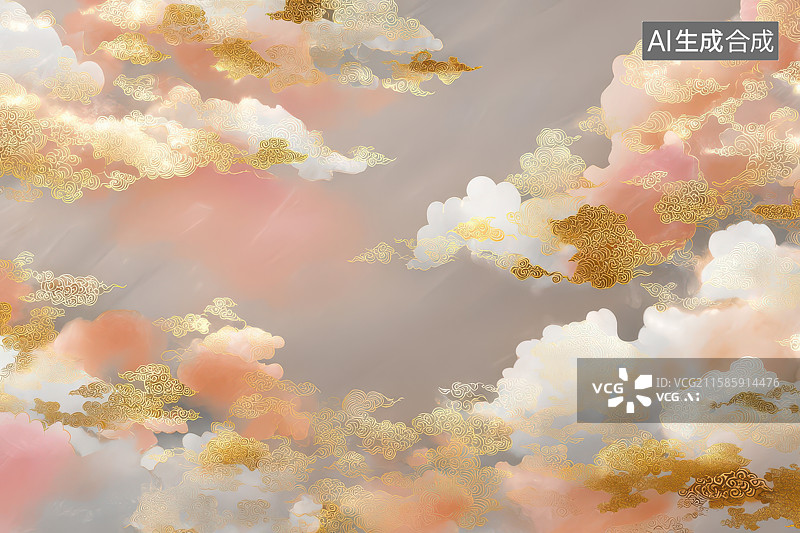 【AI数字艺术】金色祥云梦幻渐变背景图案图片素材
