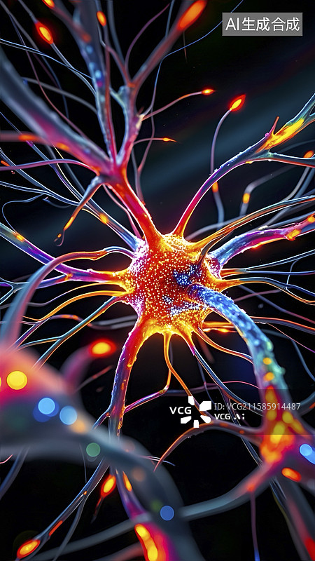 【AI数字艺术】3D渲染的神经元细胞图像图片素材