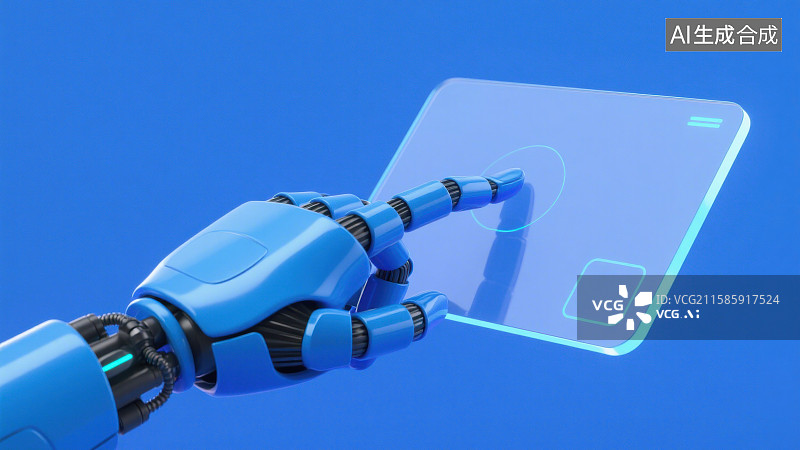 【AI数字艺术】3D三维人工智能机械手手指点击触控面板触摸屏电子科技主题图片素材