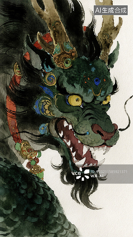 【AI数字艺术】上古神兽睚眦插画图片素材