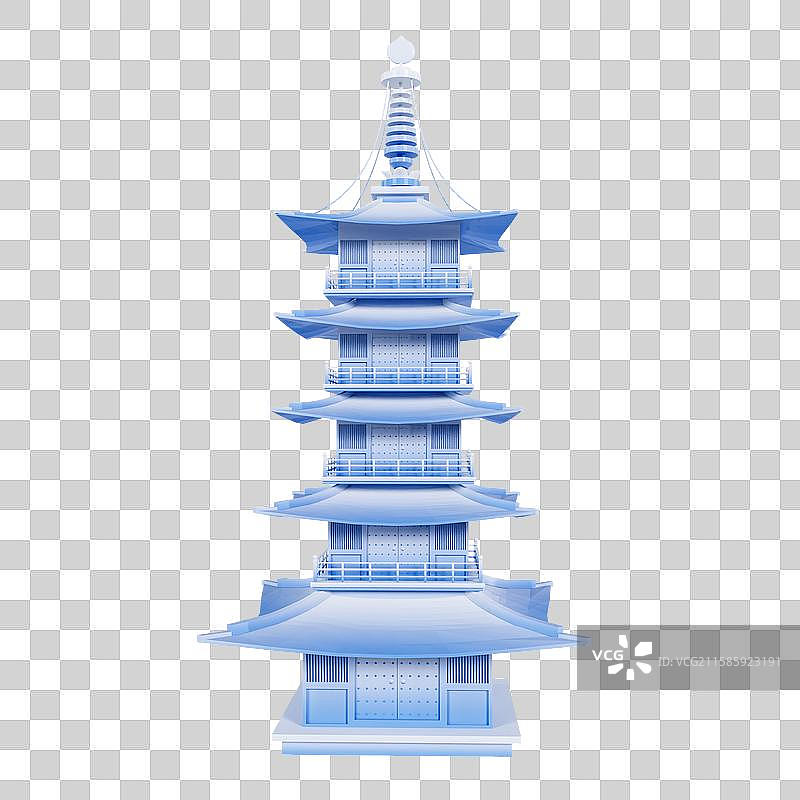 3D立体苏州地标建筑寒山寺图片素材