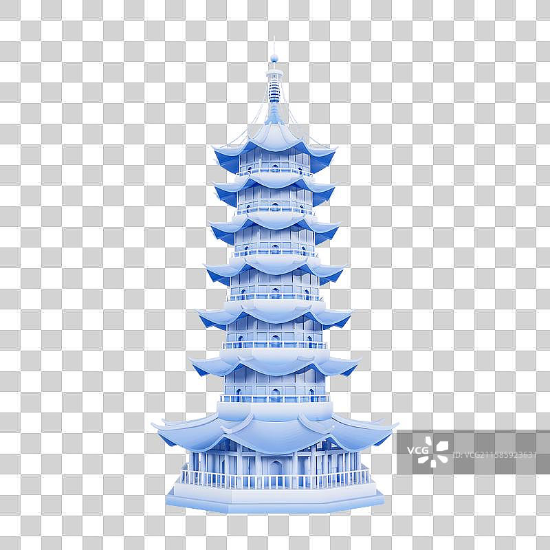 3D立体苏州地标建筑苏州瑞光塔图片素材