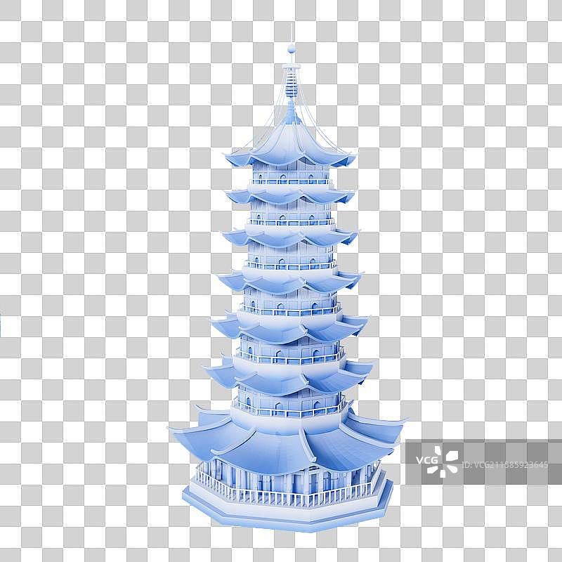 3D立体苏州地标建筑苏州瑞光塔图片素材