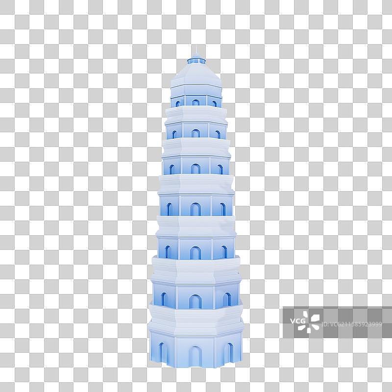 3D立体苏州地标建筑云岩寺塔图片素材