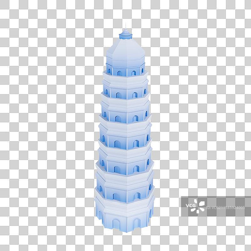 3D立体苏州地标建筑云岩寺塔图片素材