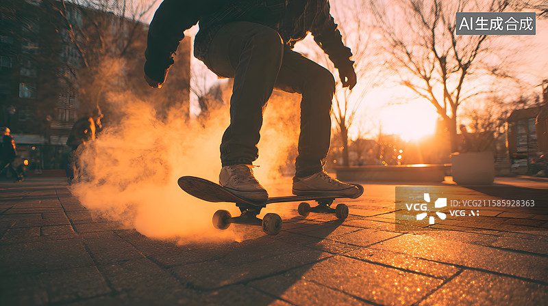 【AI数字艺术】滑板运动的瞬间图片素材