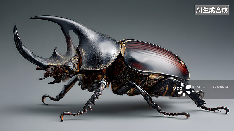 【AI数字艺术】独角仙的细节展示图片素材