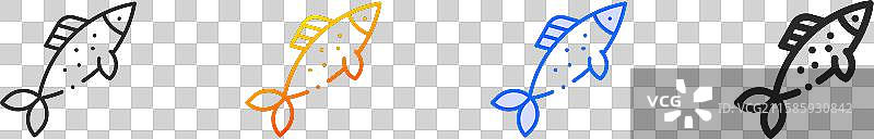 青色线条渐变的鲱鱼图标图片素材