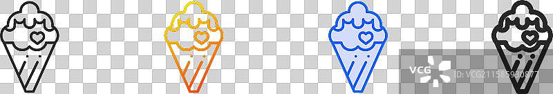 冰淇淋图标，细线性渐变蓝色描边图片素材