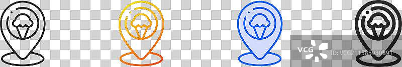 冰淇淋店图标，细线性渐变蓝色图片素材