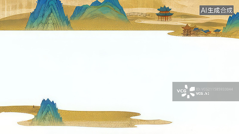 【AI数字艺术】水墨画环绕-背景壁纸1山水画风背景图图片素材