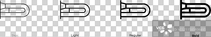 铁路图标，细体、常规体和粗体风格图片素材