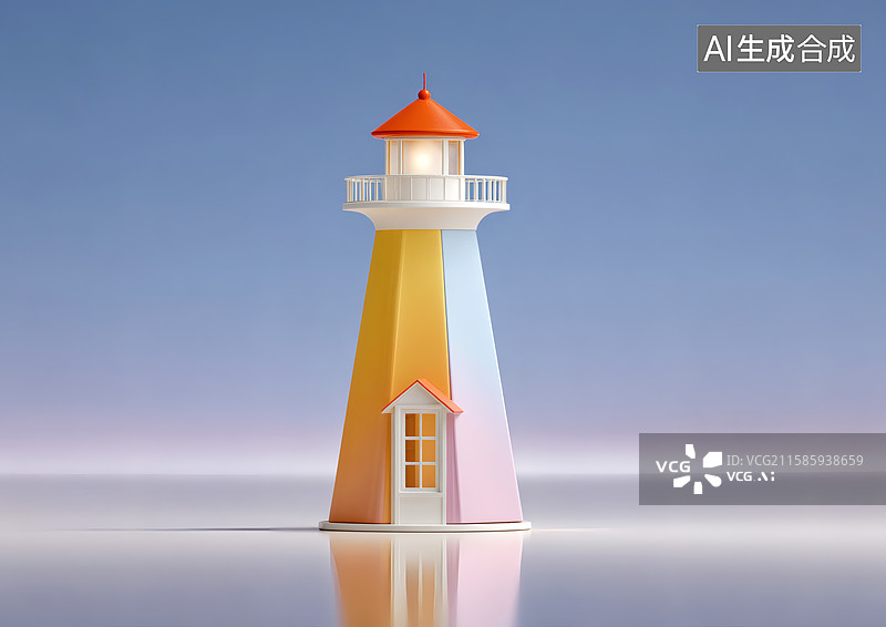 【AI数字艺术】一座卡通灯塔图片素材