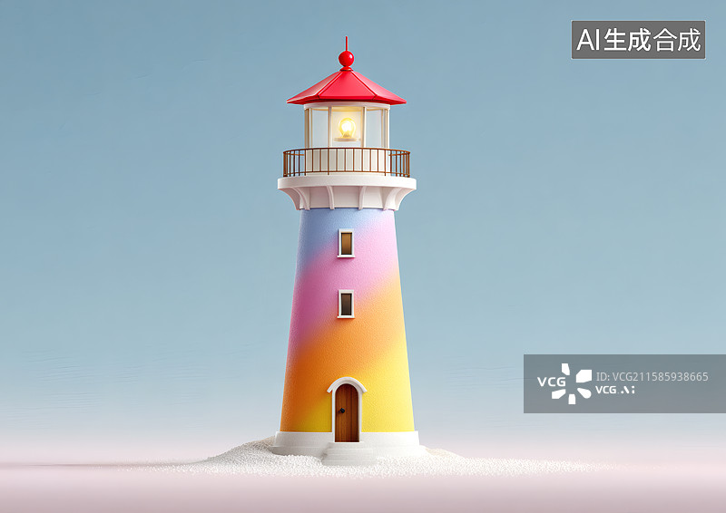 【AI数字艺术】一座卡通灯塔图片素材
