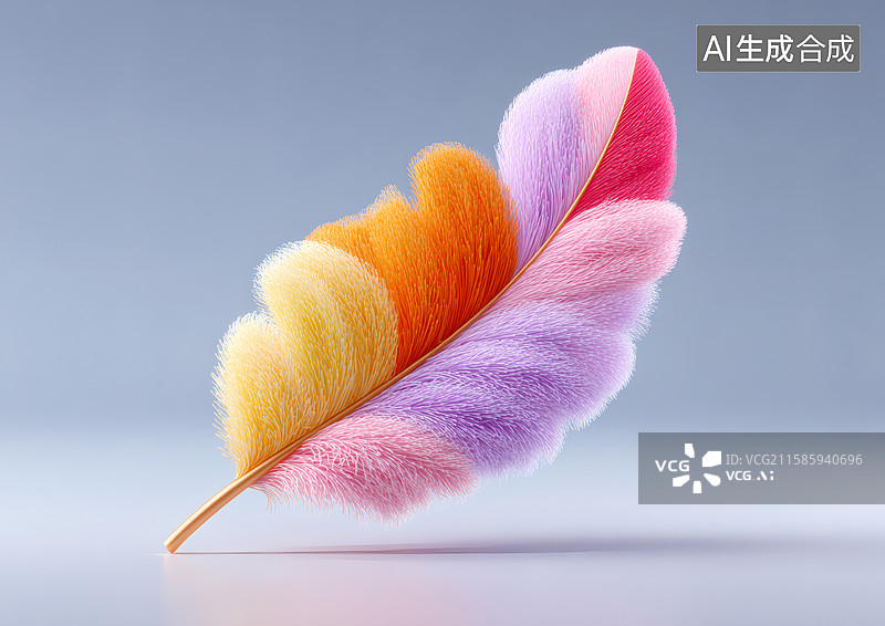 【AI数字艺术】彩色卡通羽毛图片素材