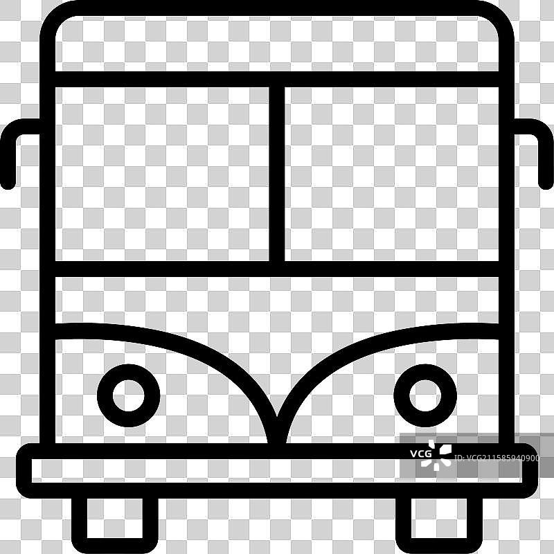 公交车图标轮廓风格设计，独立于白色背景图片素材