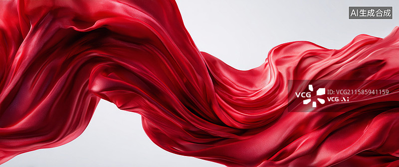 【AI数字艺术】动态红色丝绸流淌绸缎图片素材