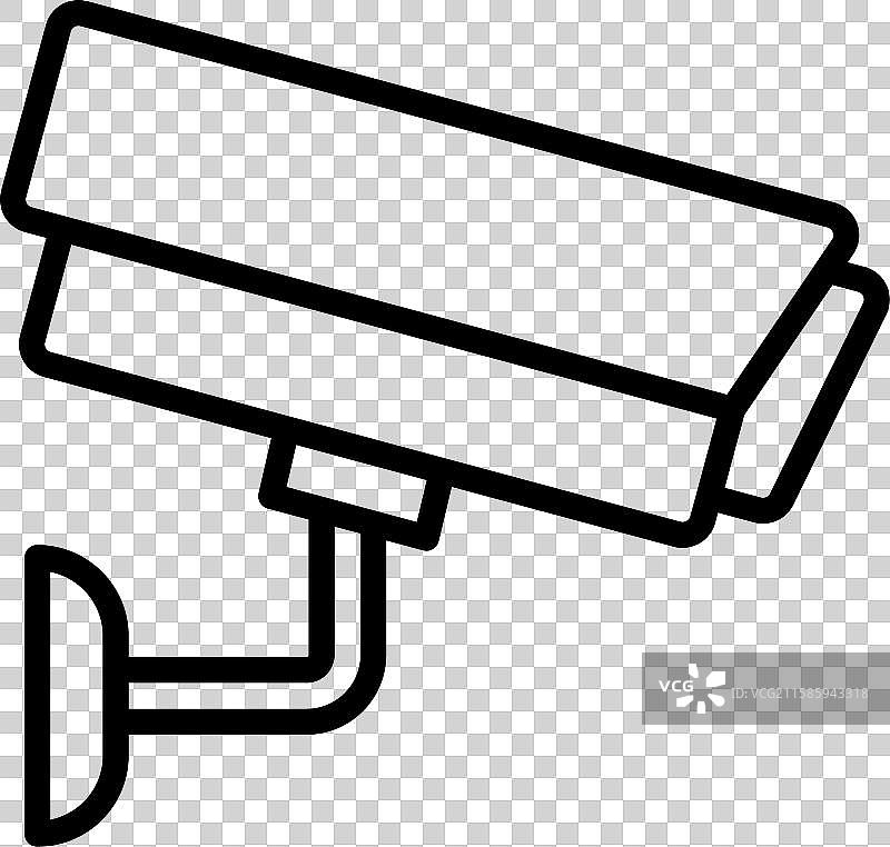 白色背景上的监控摄像头图标轮廓设计图片素材