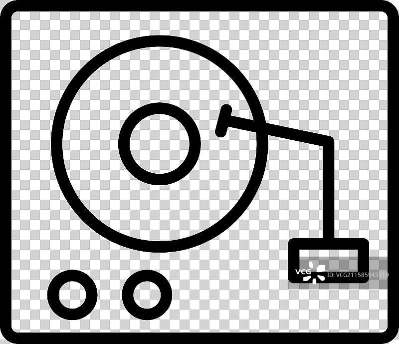 CD播放器图标轮廓风格设计，独立于背景图片素材