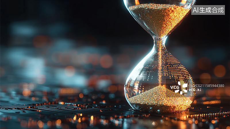 【AI数字艺术】灯光下沙漏特写图片素材