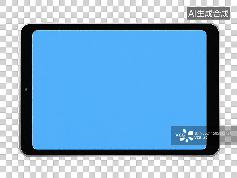 【AI数字艺术】黑色边框平板电脑空白蓝色屏幕设计元素图片素材