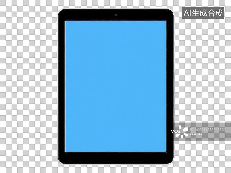 【AI数字艺术】黑色边框平板电脑空白蓝色屏幕设计元素图片素材