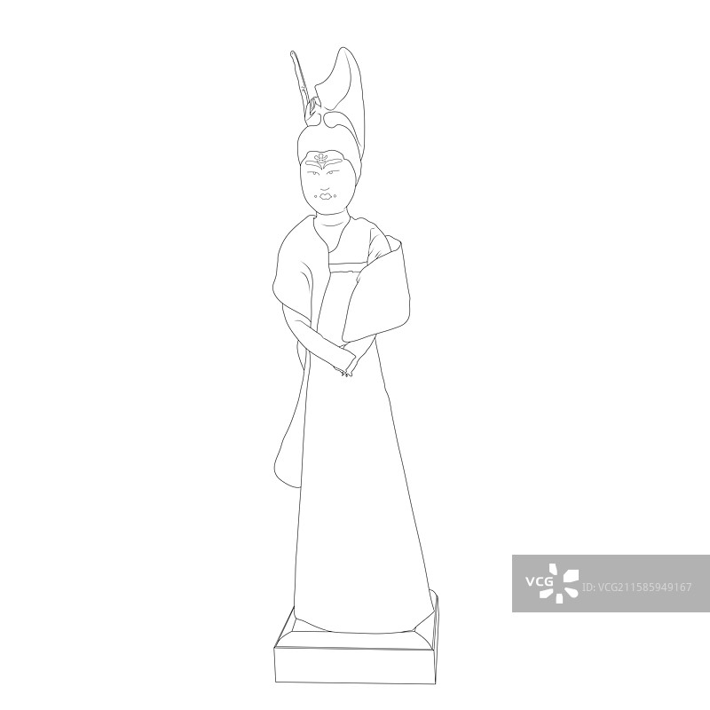 唐陶彩绘女舞俑图片素材