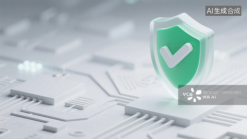 【AI数字艺术】B端科技UI背景：绿盾科技安全图片素材