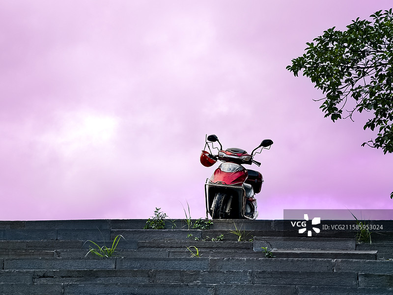 摩托车的粉红色梦图片素材
