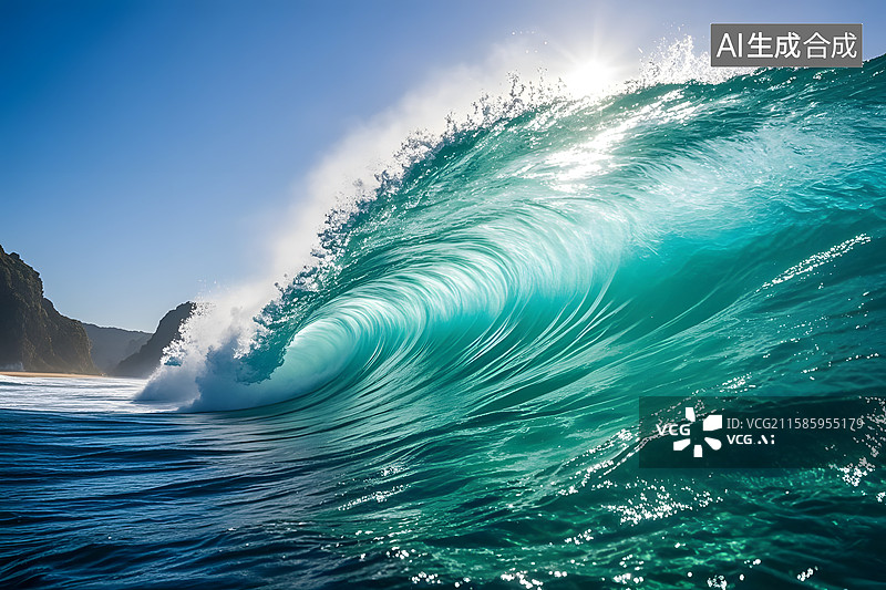 【AI数字艺术】波涛汹涌的海浪图片素材