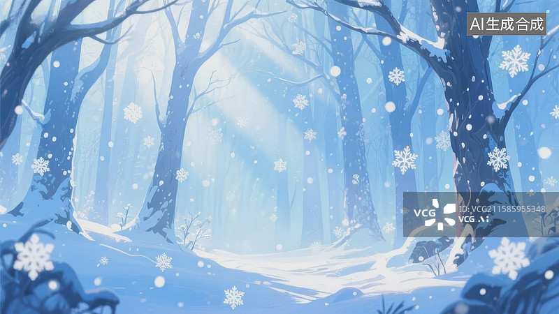 【AI数字艺术】冬日森林晨光图片素材