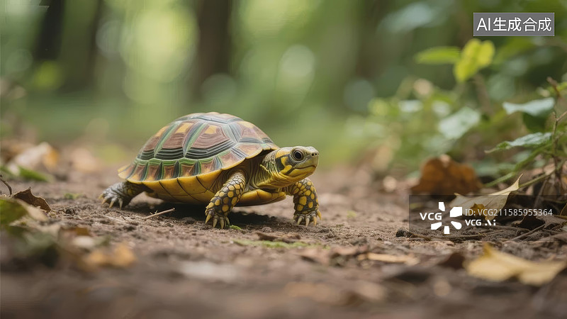 【AI数字艺术】森林中的乌龟图片素材