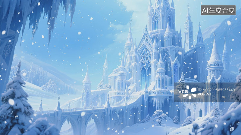 【AI数字艺术】冰雪奇幻城堡图片素材